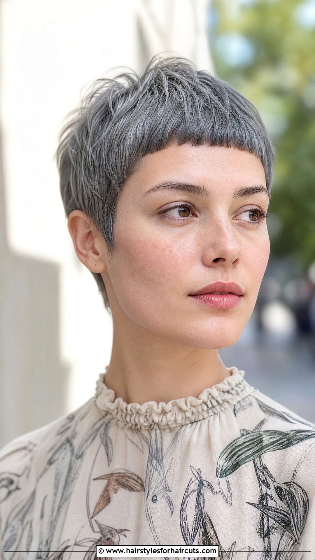 Grey Micro Bangs - 25 women grey hairstyles - 25 women grey hairstyles