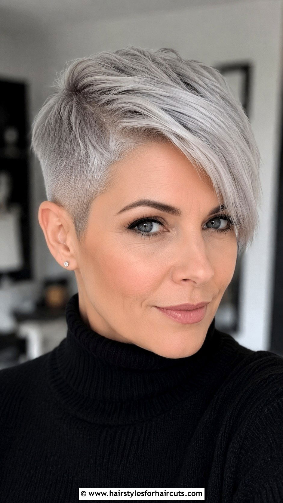 Grey Pixie with Long Top - 25 grey hair short haircuts - 25 grey hair short haircuts
