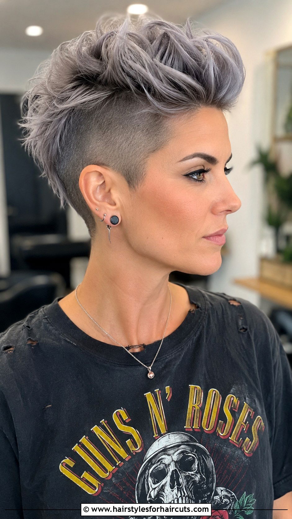 Grey Undercut Pixie - 25 going grey hairstyles - 25 going grey hairstyles