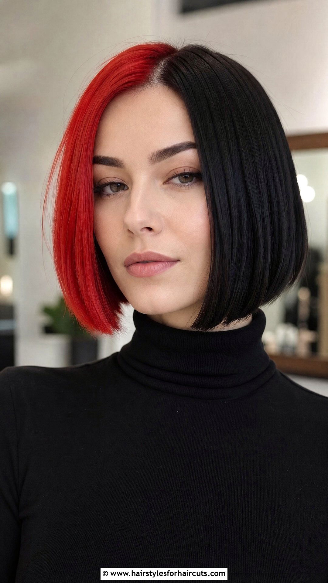Half Red Half Black Bob - 25 half and half hairstyles - 25 half and half hairstyles