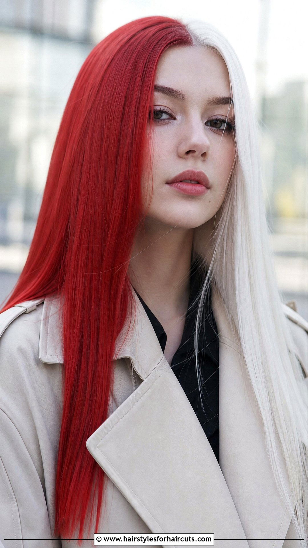Half Red Half White Long Straight Hair - 25 half and half hairstyles - 25 half and half hairstyles