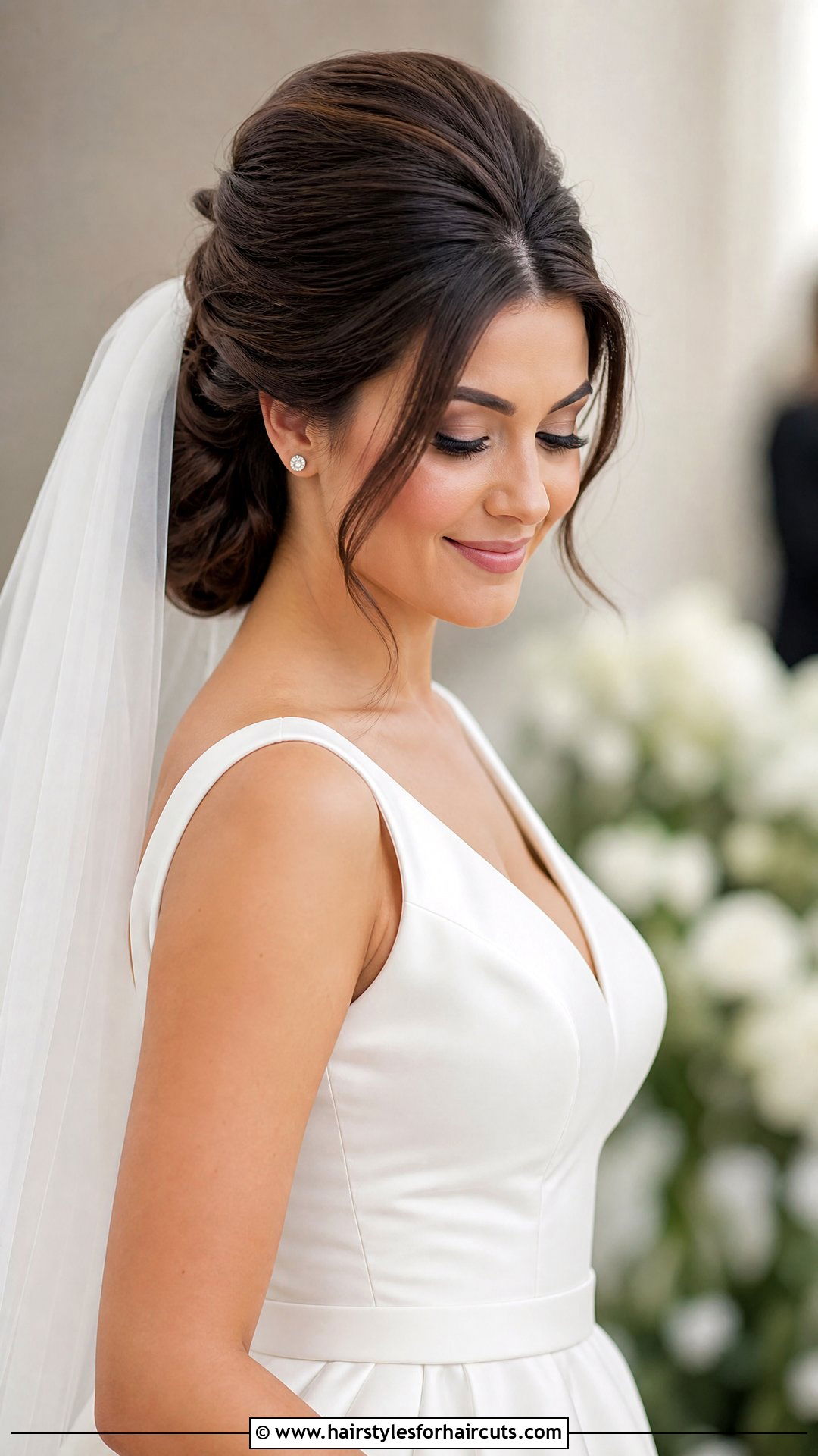 Half Up Bouffant Wedding Hairstyle With Veil - 25 wedding hairstyles with veil - 25 wedding hairstyles with veil