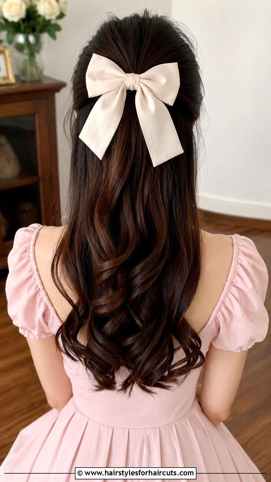 Half Up Bow Style Long Hair - 25 40s hairstyles for long hair - 25 40's hairstyles for long hair