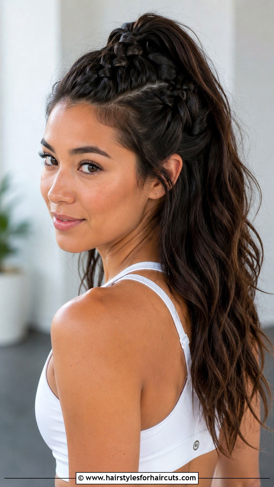Half Up Braided Ponytail - 25 half braid hairstyles for curly hair - 25 half braid hairstyles for curly hair