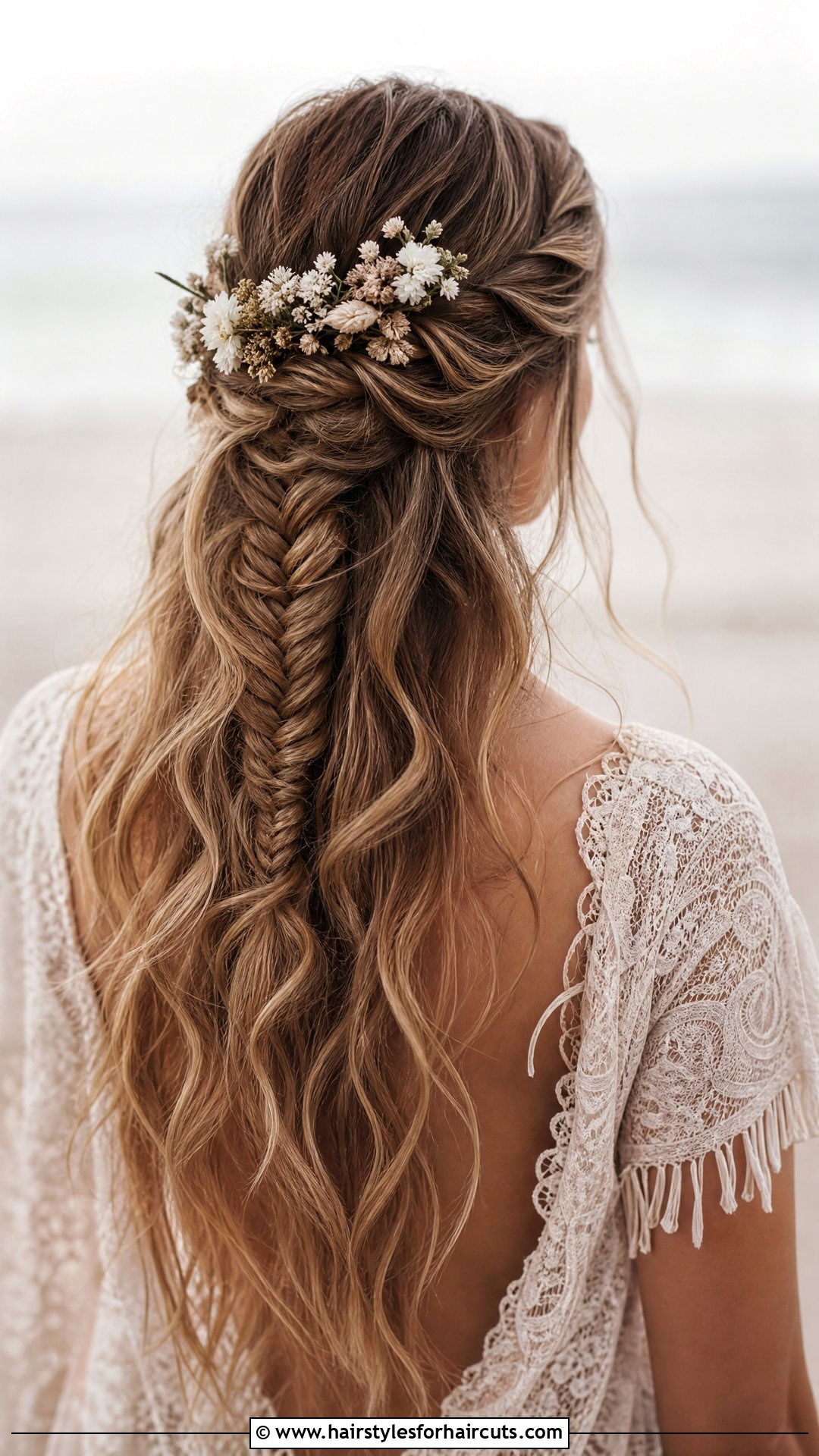 Half Up Bridal Hairstyle With Fishtail Braid - 25 bridal hairstyles half up - 25 bridal hairstyles half up