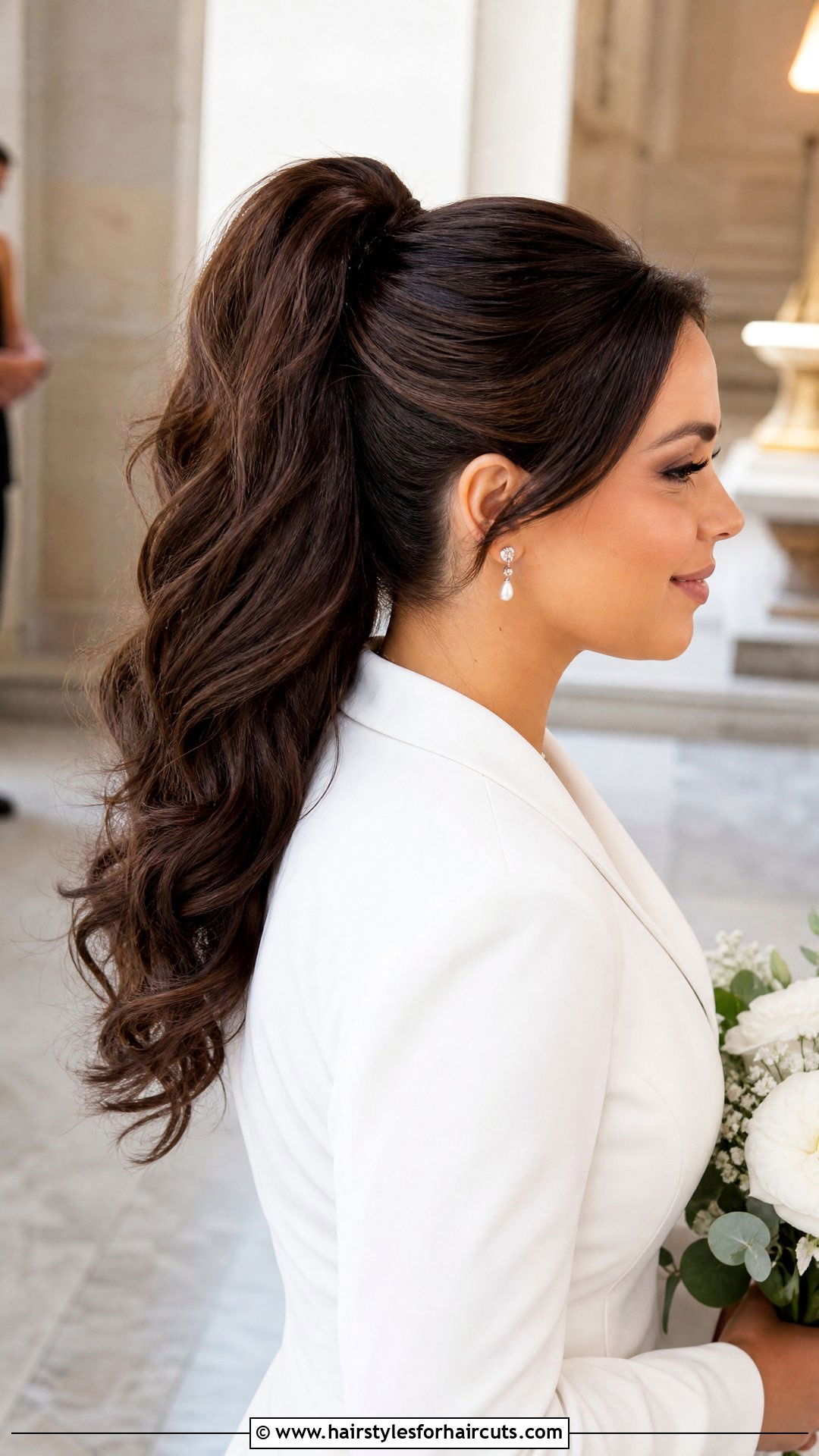 Half Up Bridal Hairstyle With Voluminous Ponytail - 25 bridal hairstyles half up - 25 bridal hairstyles half up
