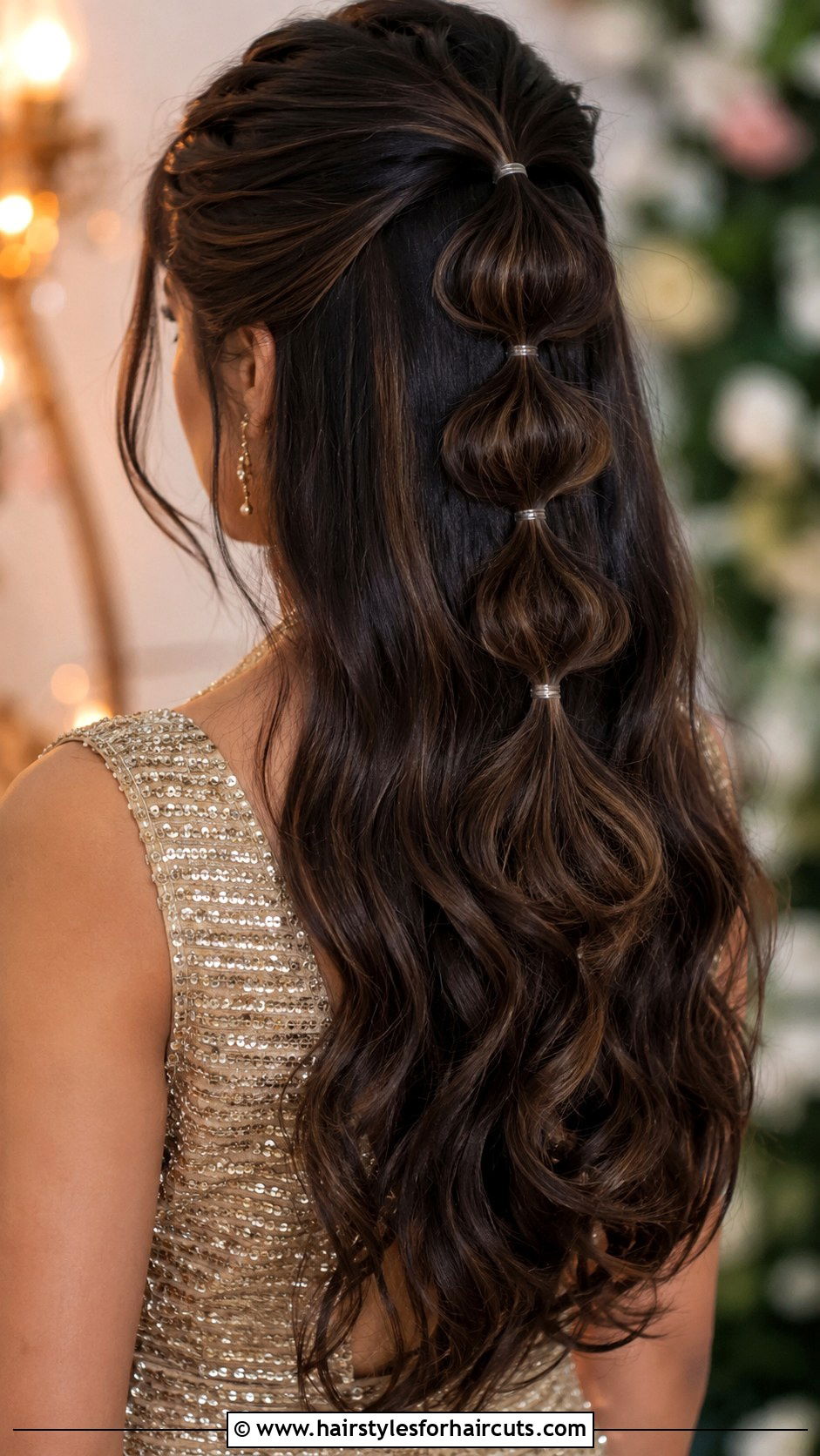 Half Up Bubble Braid - 25 half up wedding hairstyles dark hair - 25 half up wedding hairstyles dark hair