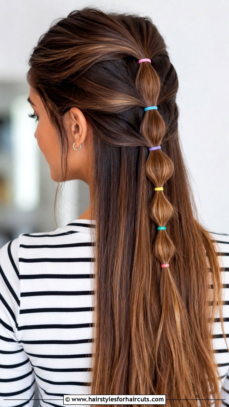 Half Up Bubble Braid With Straight Hair - 25 half up half down hairstyles medium hair - 25 half up half down hairstyles medium hair