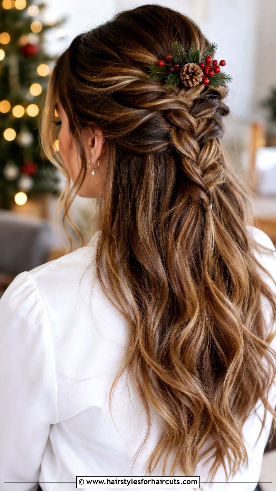 Half Up Christmas Tree Braid - 25 christmas tree hairstyles - 25 christmas tree hairstyles