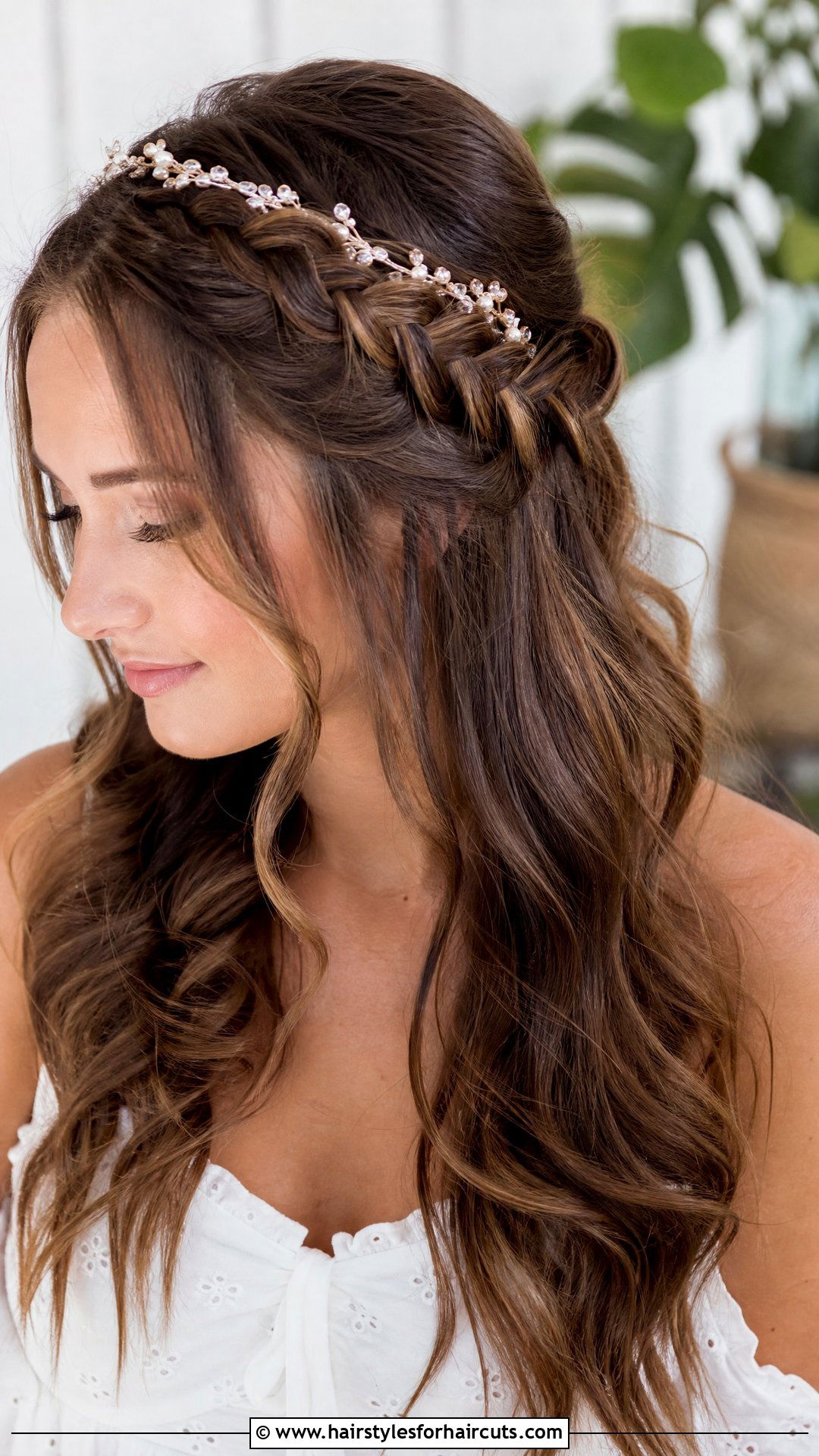 Half Up Crown Braid - 25 half braid hairstyles for curly hair - 25 half braid hairstyles for curly hair