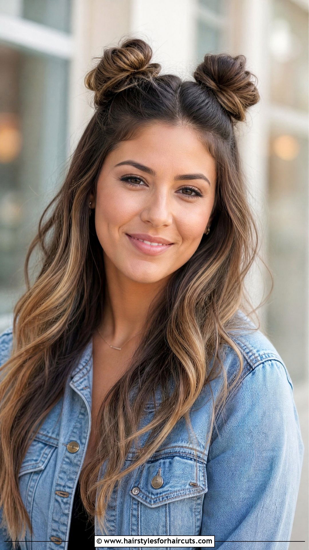 Half Up Double Bun - 25 double bun hairstyles - 25 double bun hairstyles