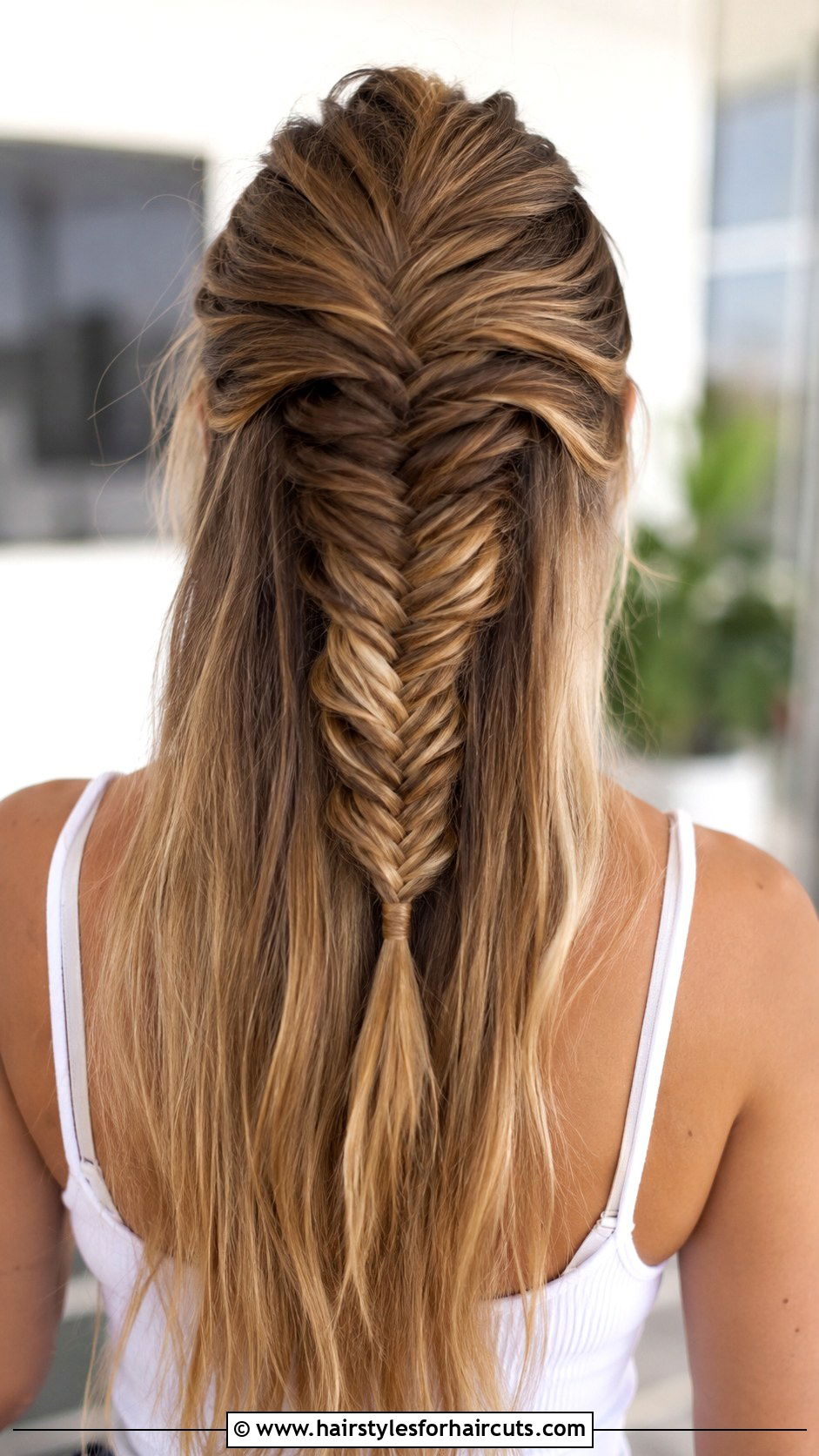Half Up Fishtail Braid - 25 hair up and down hairstyles - 25 hair up and down hairstyles