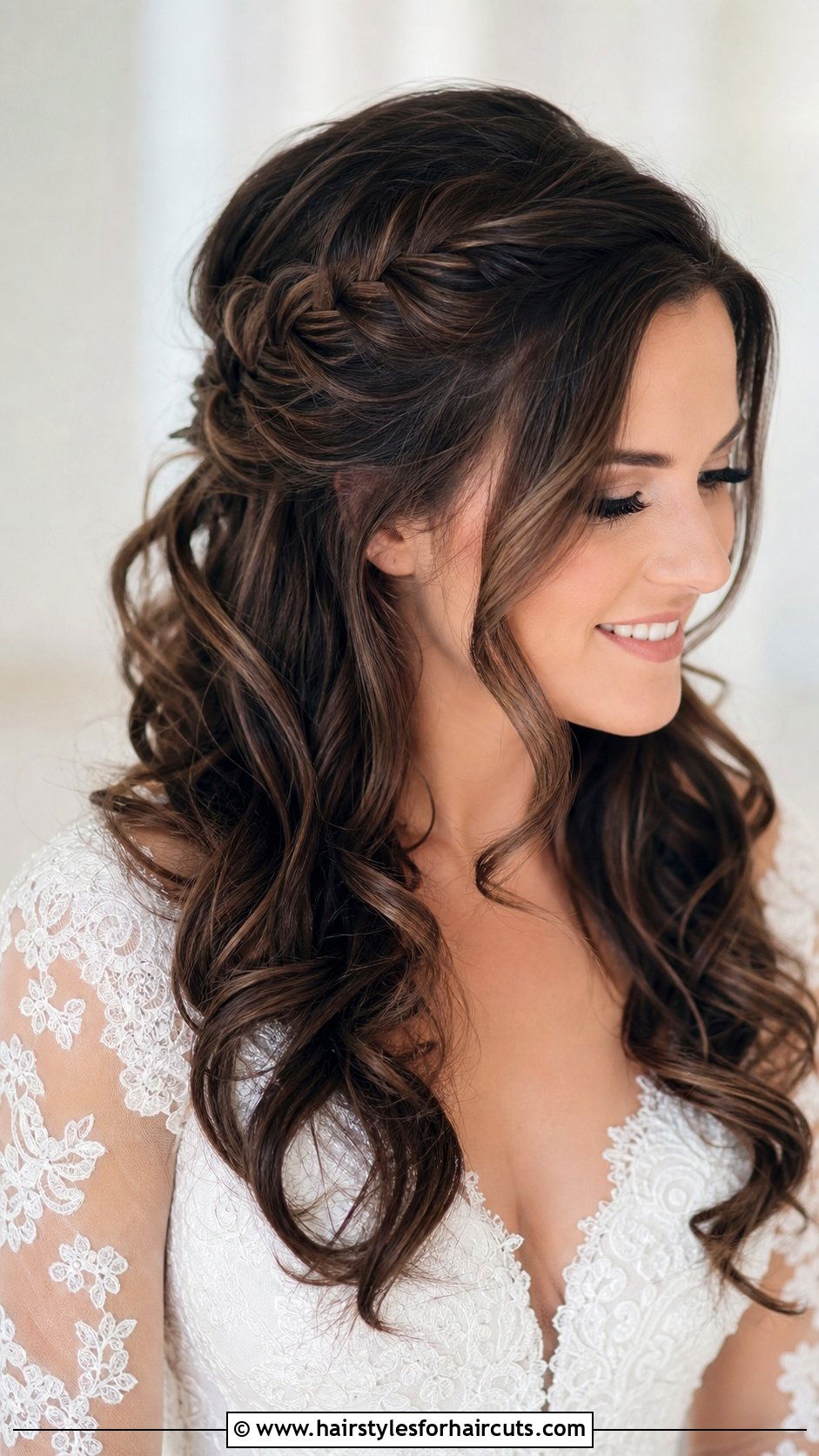 Half Up Fishtail Braid Wedding Hairstyle - 25 wedding hairstyles shoulder length - 25 wedding hairstyles shoulder length