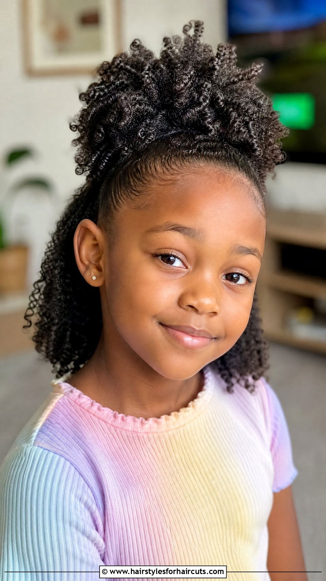Half Up Half Down Afro Puff - 25 hairstyles for girls with natural hair - 25 hairstyles for girls with natural hair
