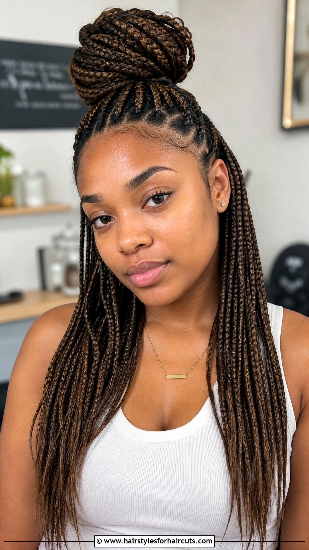 Half Up Half Down Box Braids - 25 workout hairstyles for black hair - 25 workout hairstyles for black hair