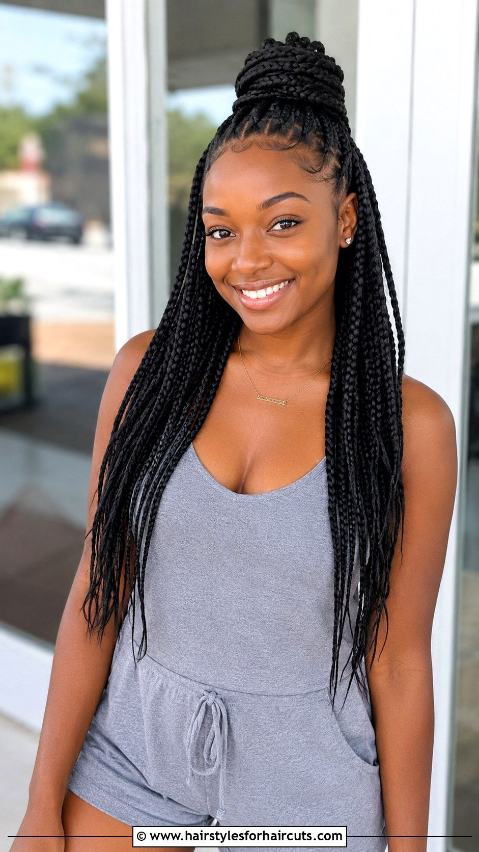 Half Up Half Down Box Braids - 25 box hairstyles - 25 box hairstyles