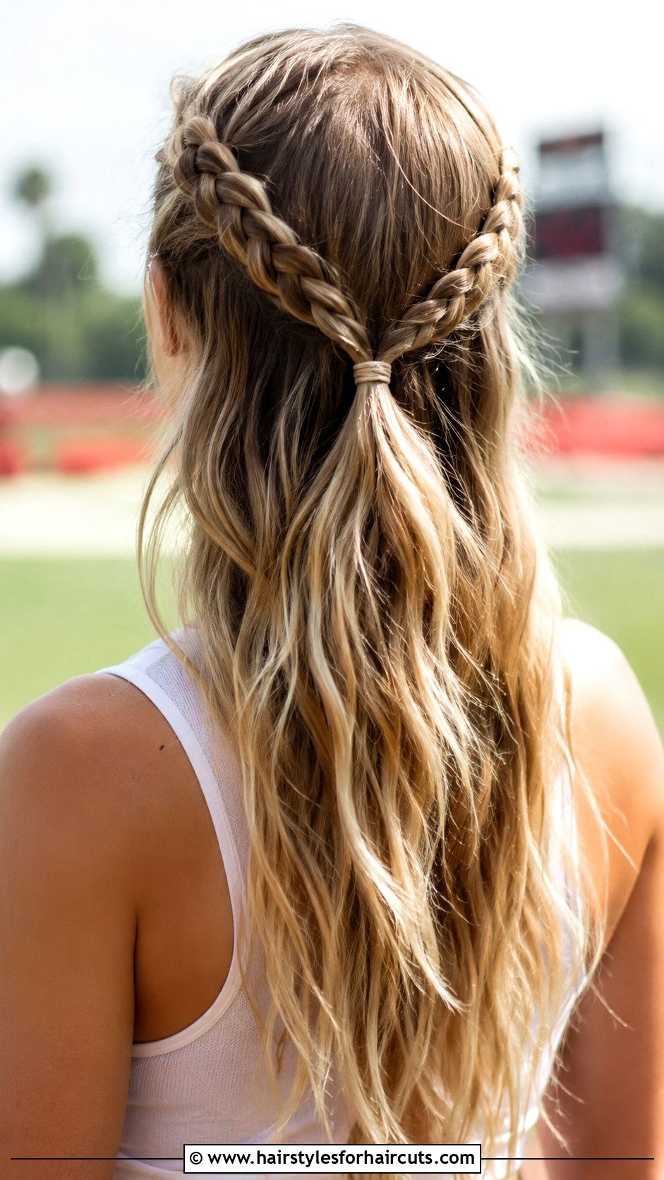 Half Up Half Down Braids - 25 cute softball hairstyles - 25 cute softball hairstyles