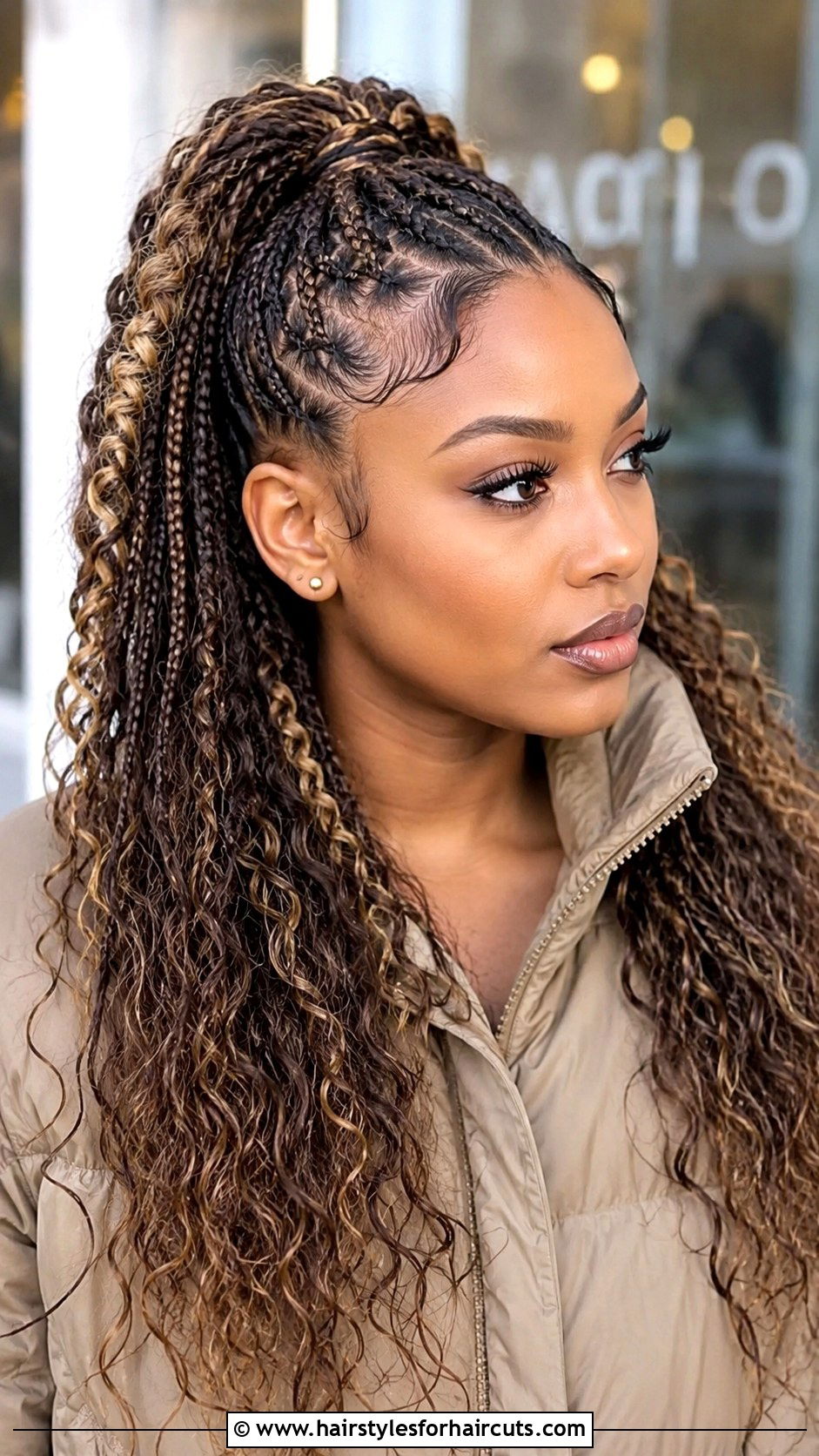 Half Up Half Down Braids - 25 winter hairstyles for black hair - 25 winter hairstyles for black hair