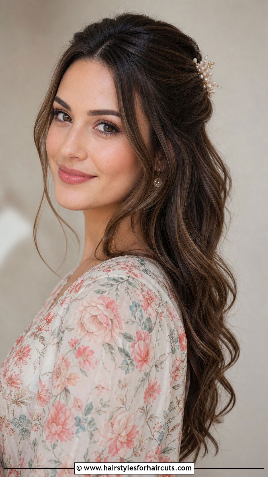 Half Up Half Down Brunette Hairstyle - 25 cute hairstyles for brunettes with long hair - 25 cute hairstyles for brunettes with long hair