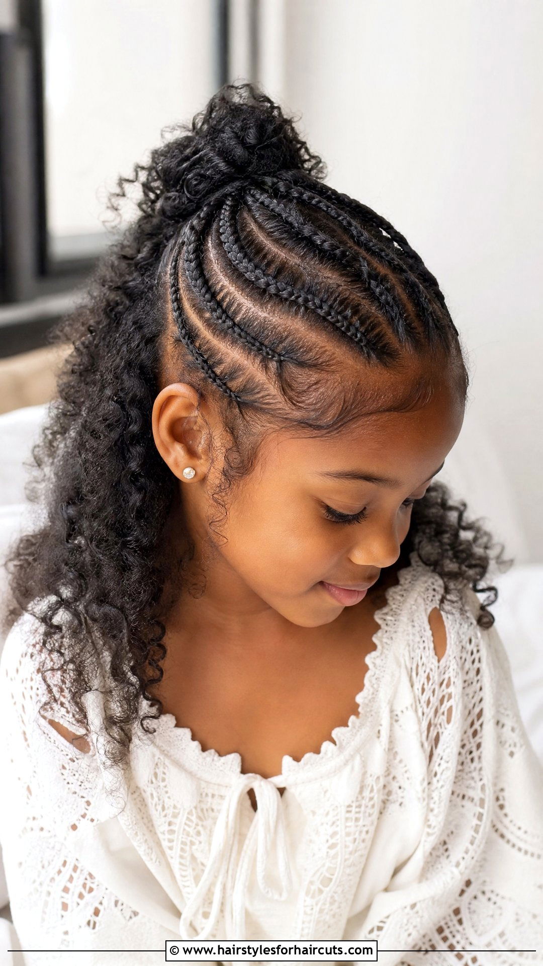 Half Up Half Down Cornrows - 25 corn roll hairstyles for little girl - 25 corn roll hairstyles for little girl