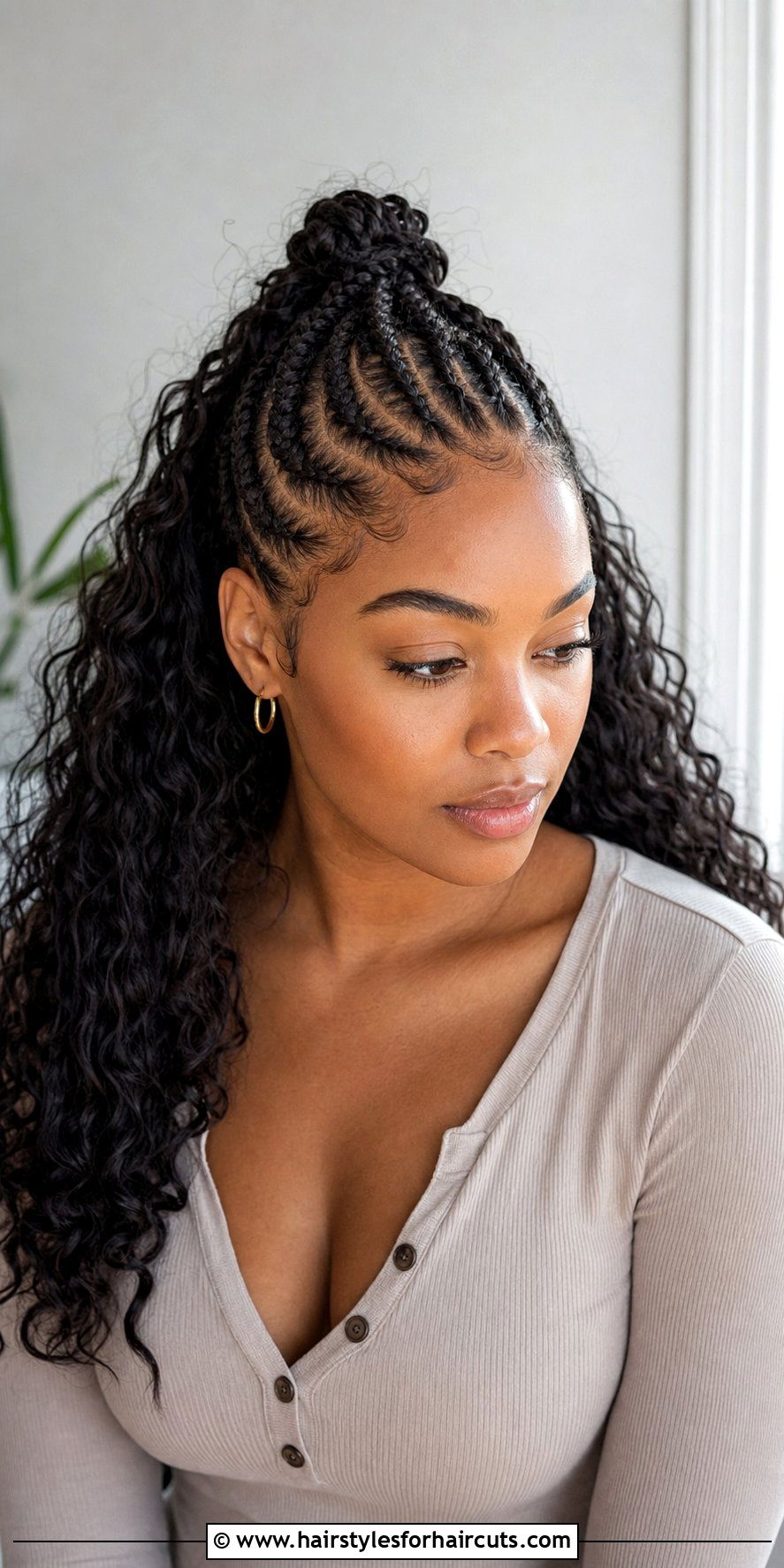 Half Up Half Down Cornrows - 25 cornrow hairstyles for natural hair - 25 cornrow hairstyles for natural hair