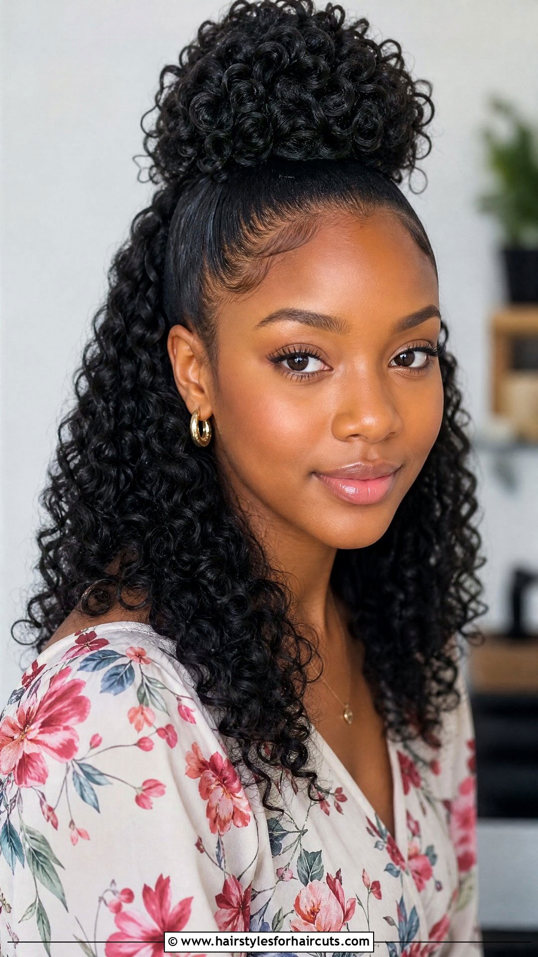 Half Up Half Down Curls - 25 hairstyles for black girls with thick hair - 25 hairstyles for black girls with thick hair