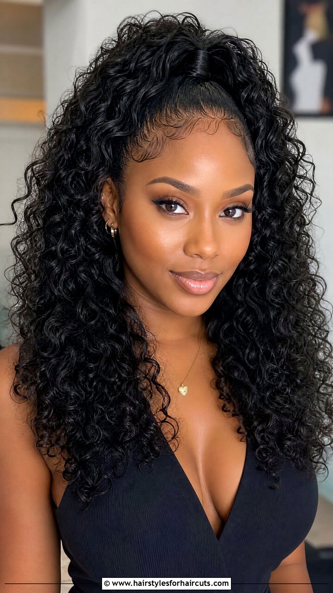 Half Up Half Down Curls - 25 valentines day hairstyles for black hair - 25 valentine's day hairstyles for black hair