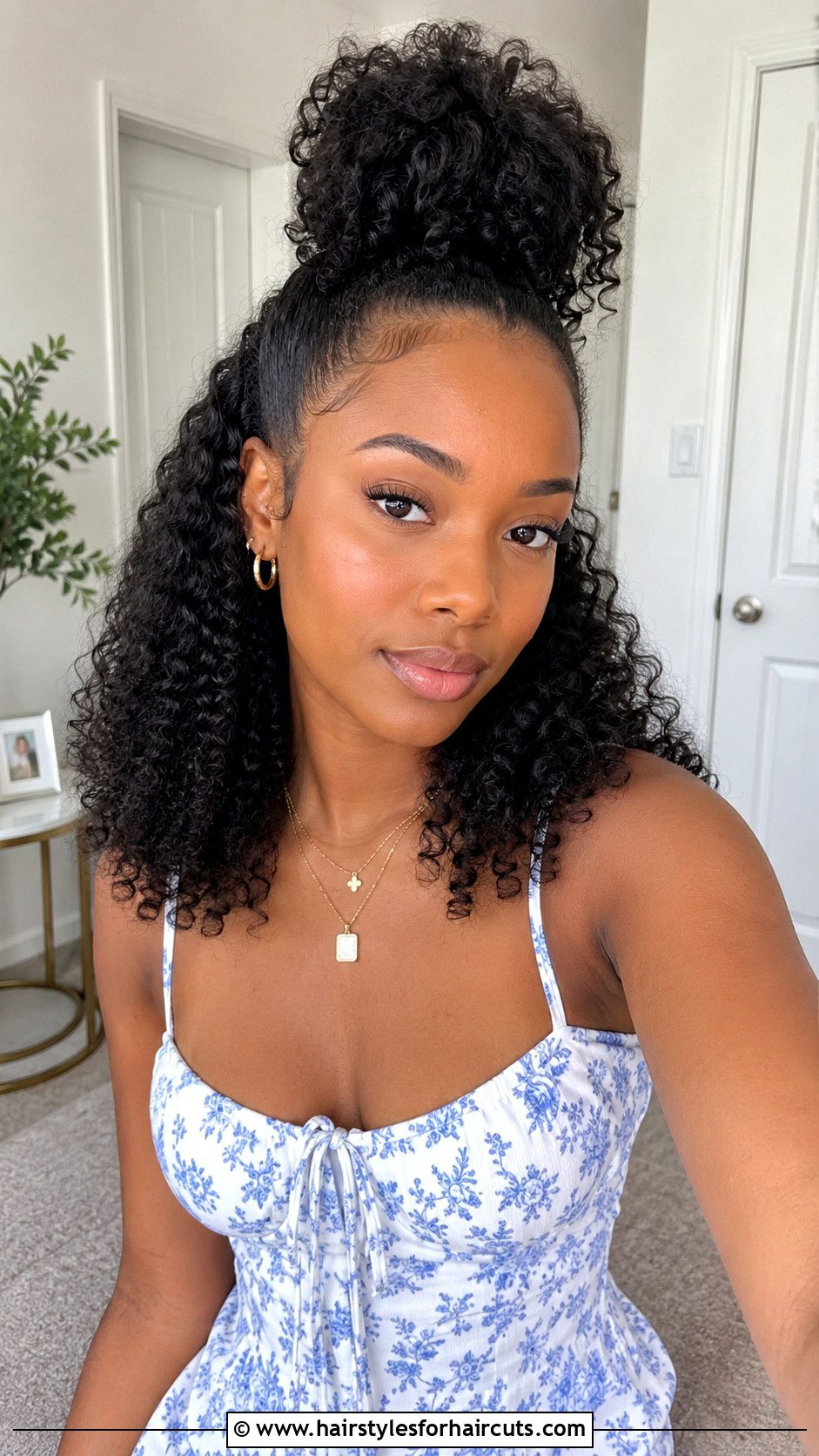 Half Up Half Down Curls - 25 80s hairstyles for black hair - 25 80s hairstyles for black hair