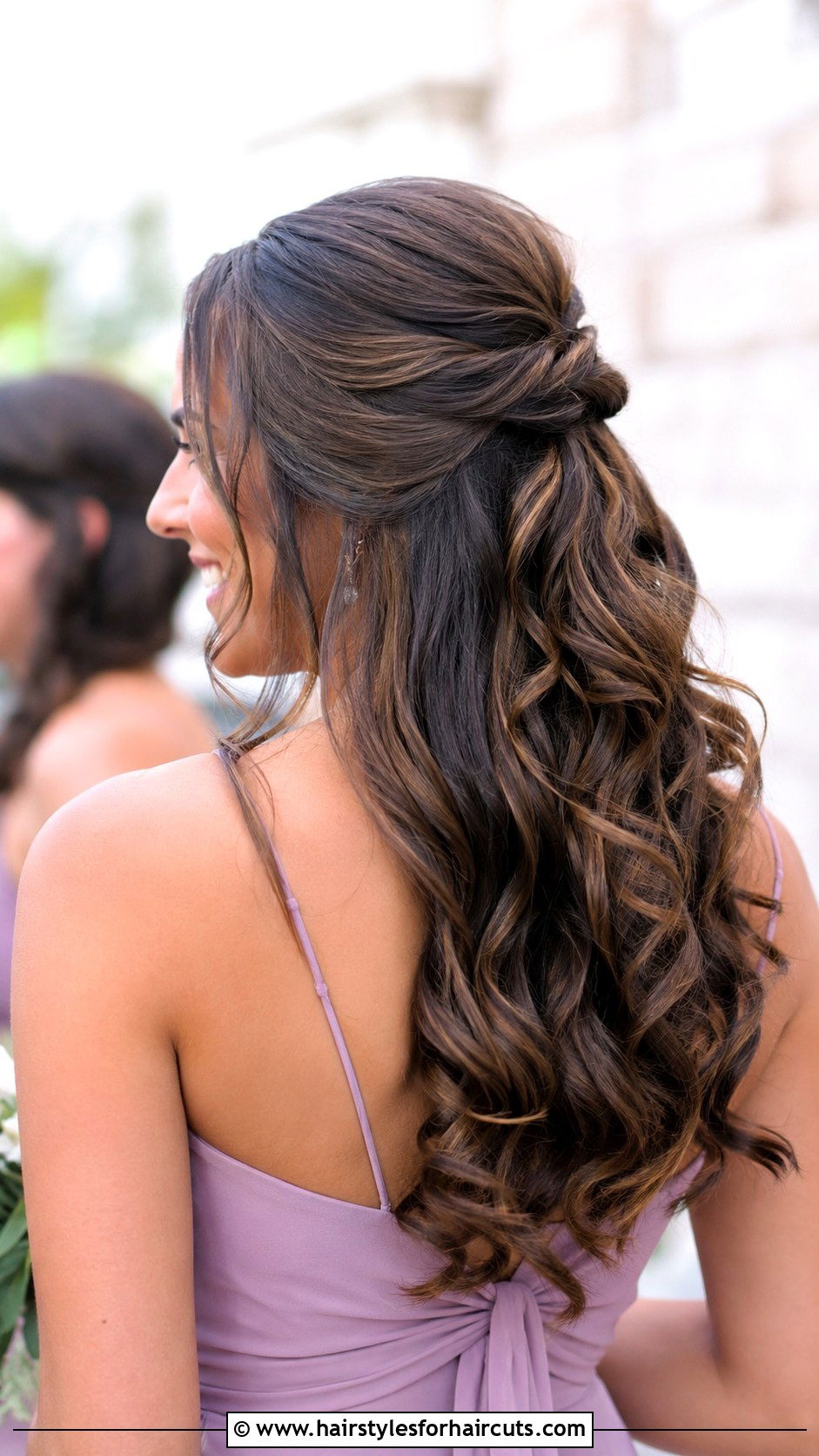 Half Up Half Down Curls Bridesmaid Hairstyle - 25 easy bridesmaid hairstyles for long hair - 25 easy bridesmaid hairstyles for long hair