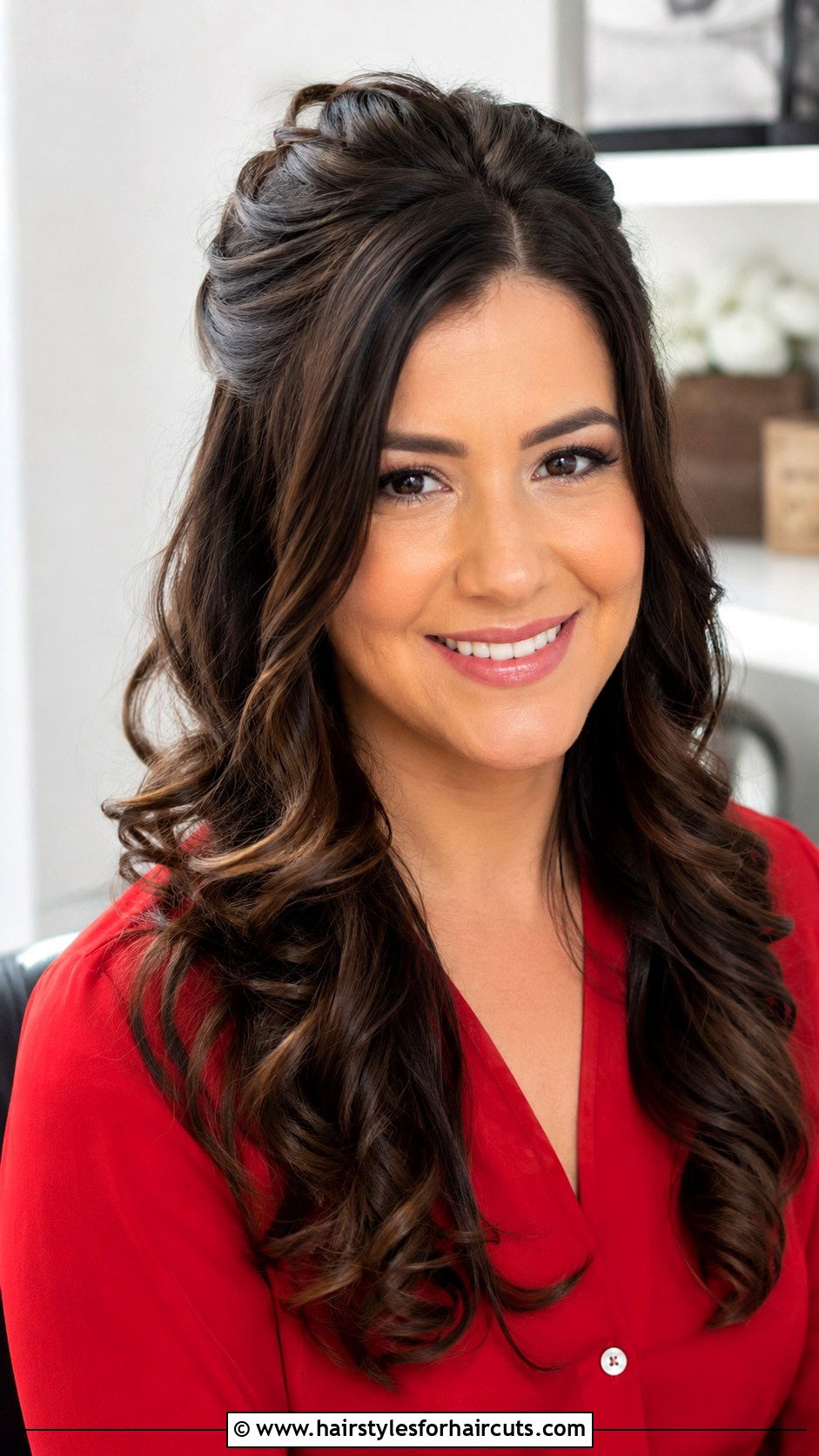 Half Up Half Down Curls Hairstyle - 25 cute valentines hairstyles - 25 cute valentines hairstyles
