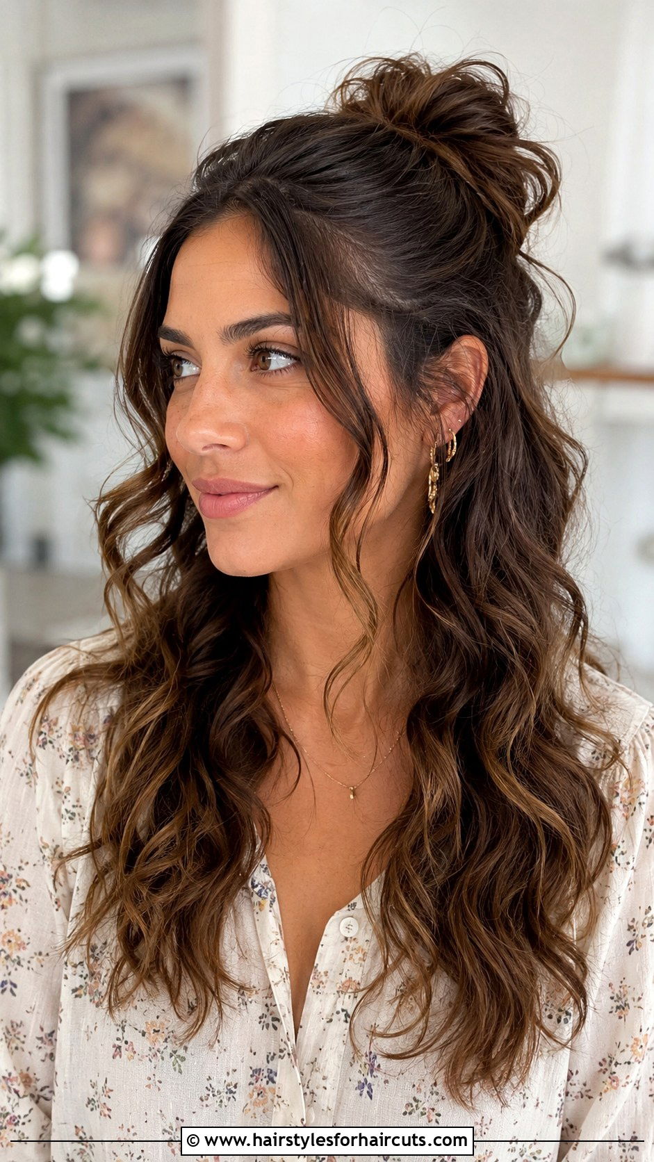 Half Up Half Down Curly Waves - 25 curly wave hairstyles - 25 curly wave hairstyles