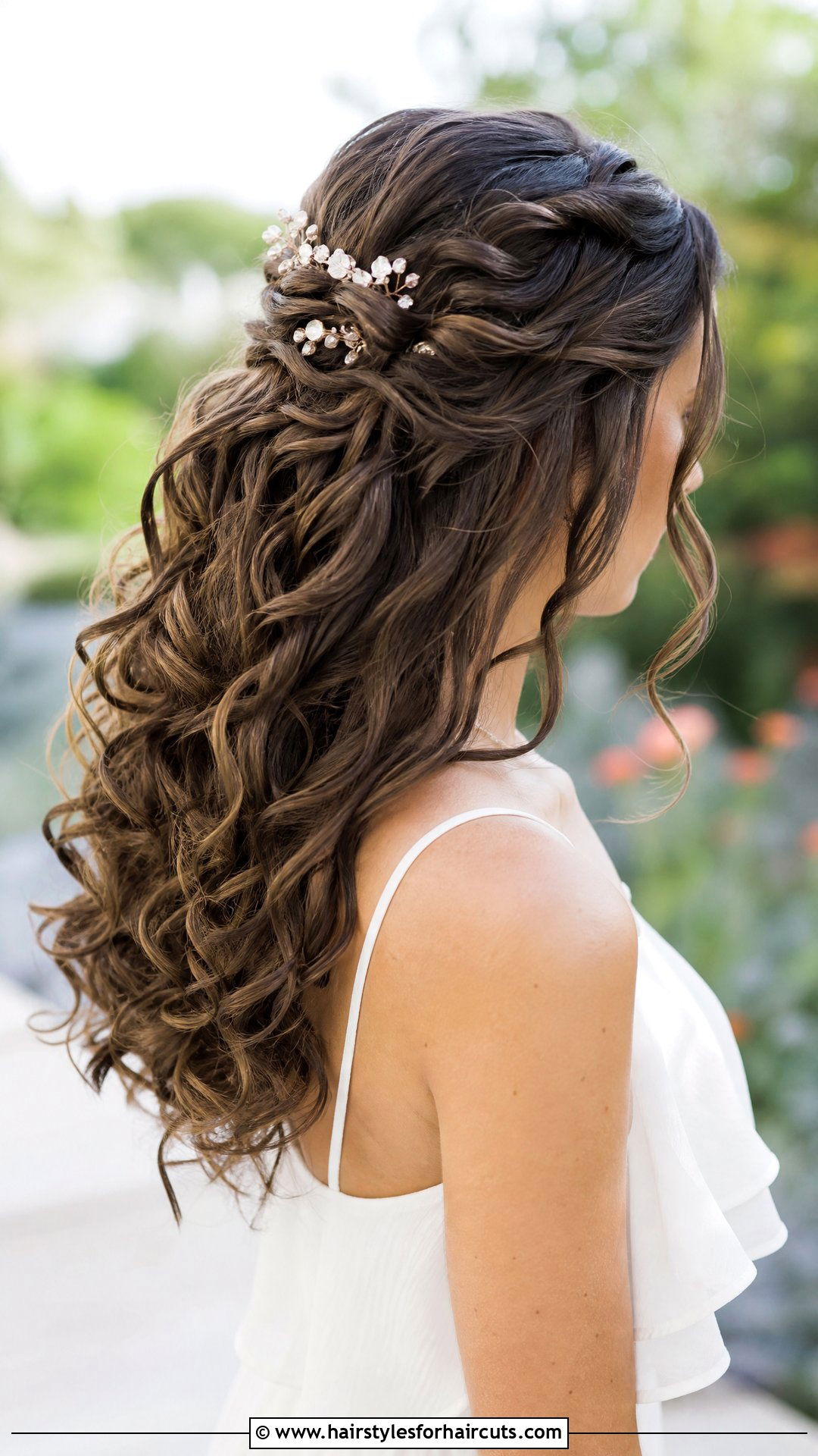 Half Up Half Down Curly Wedding Hairstyle - 25 wedding hairstyles for shoulder length curly hair - 25 wedding hairstyles for shoulder length curly hair