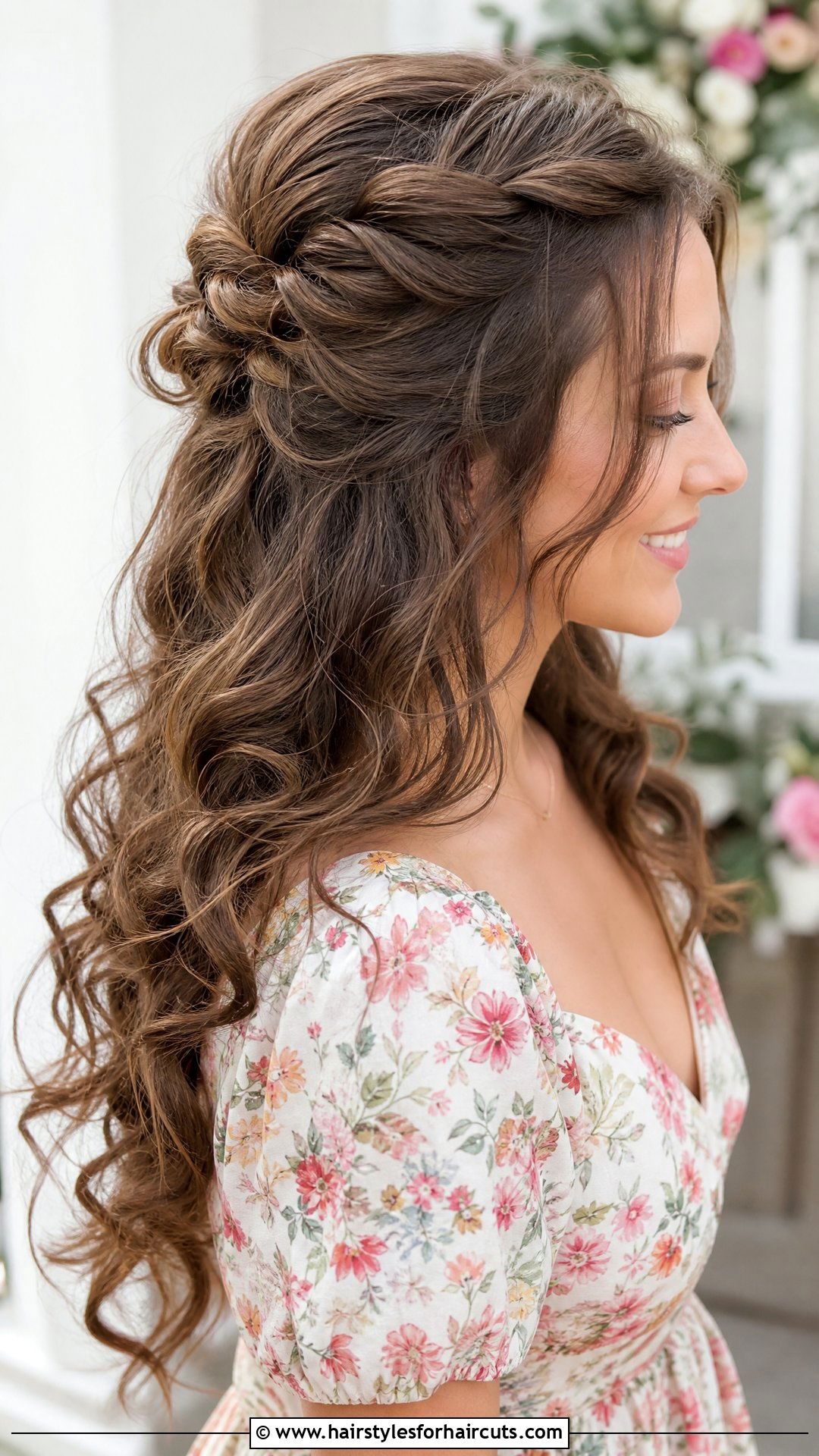 Half Up Half Down Curly Wedding Hairstyle - 25 wedding hairstyles for thick curly hair - 25 wedding hairstyles for thick curly hair