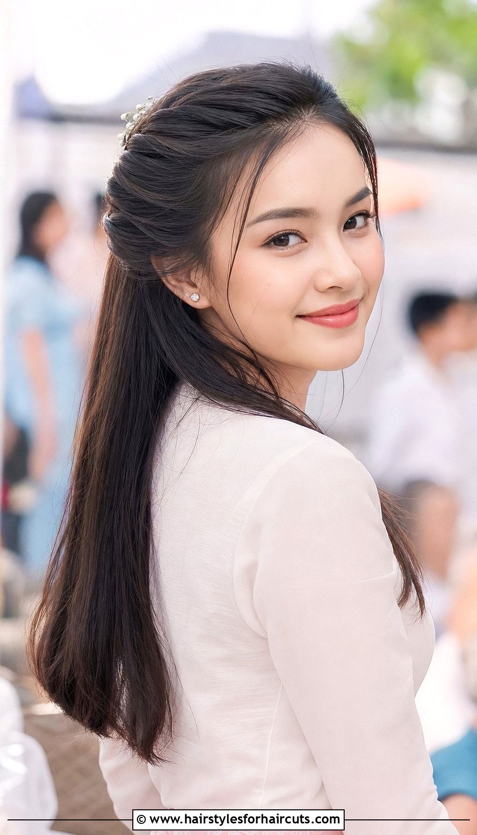 Half Up Half Down Myanmar Hairstyle - 25 myanmar hairstyles - 25 myanmar hairstyles