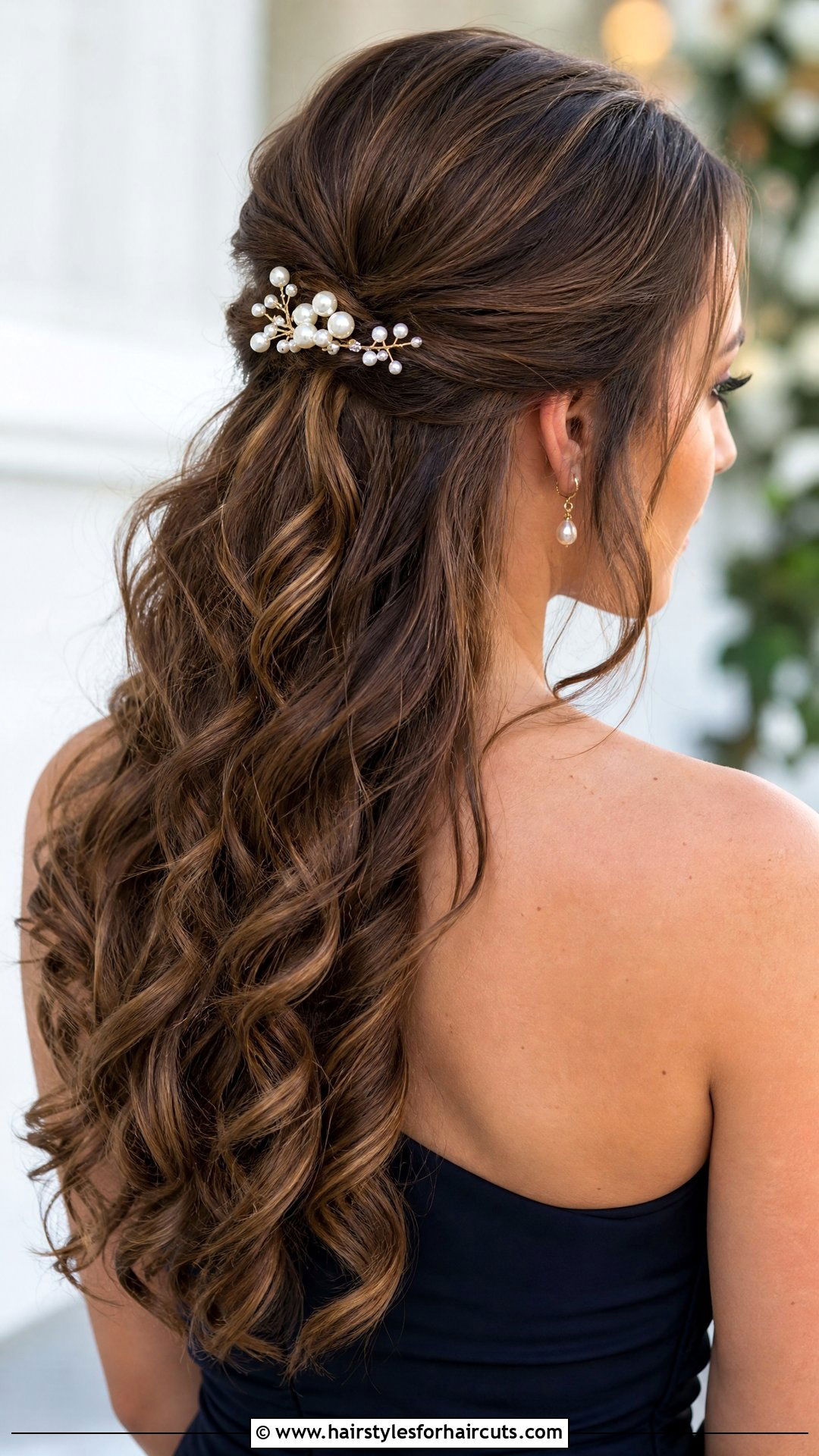 Half Up Half Down Pearl Hairstyle - 25 hairstyles with pearls - 25 hairstyles with pearls