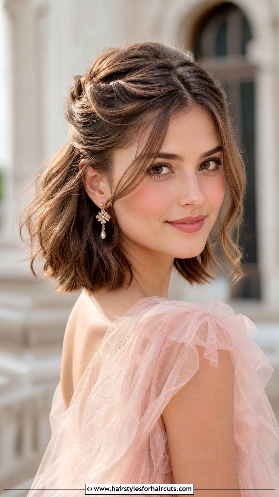 Half Up Half Down Short Hair - 25 short wedding hairstyles - 25 short wedding hairstyles
