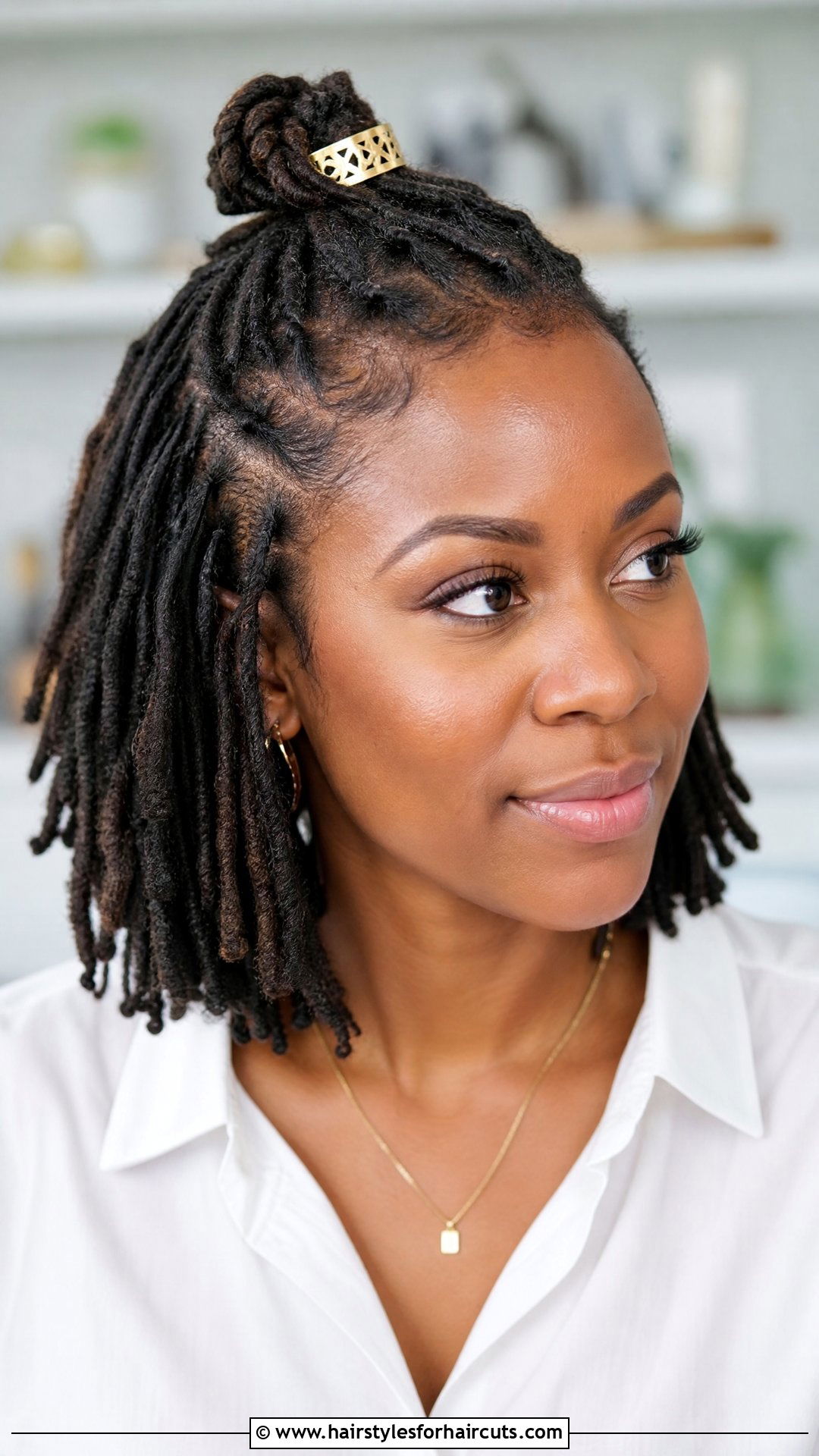 Half Up Half Down Short Locs - 25 hairstyles for short locs - 25 hairstyles for short locs