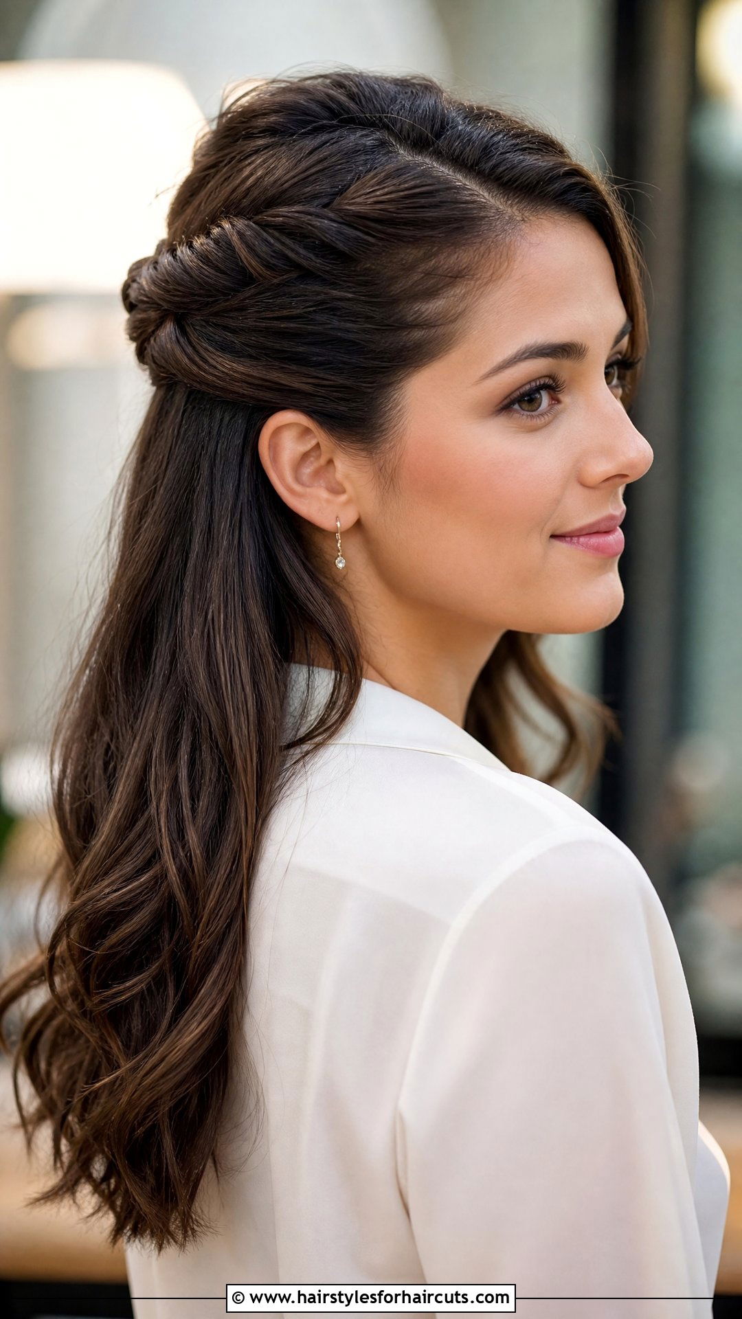 Half Up Half Down Twist - 25 flight attendant hairstyles - 25 flight attendant hairstyles