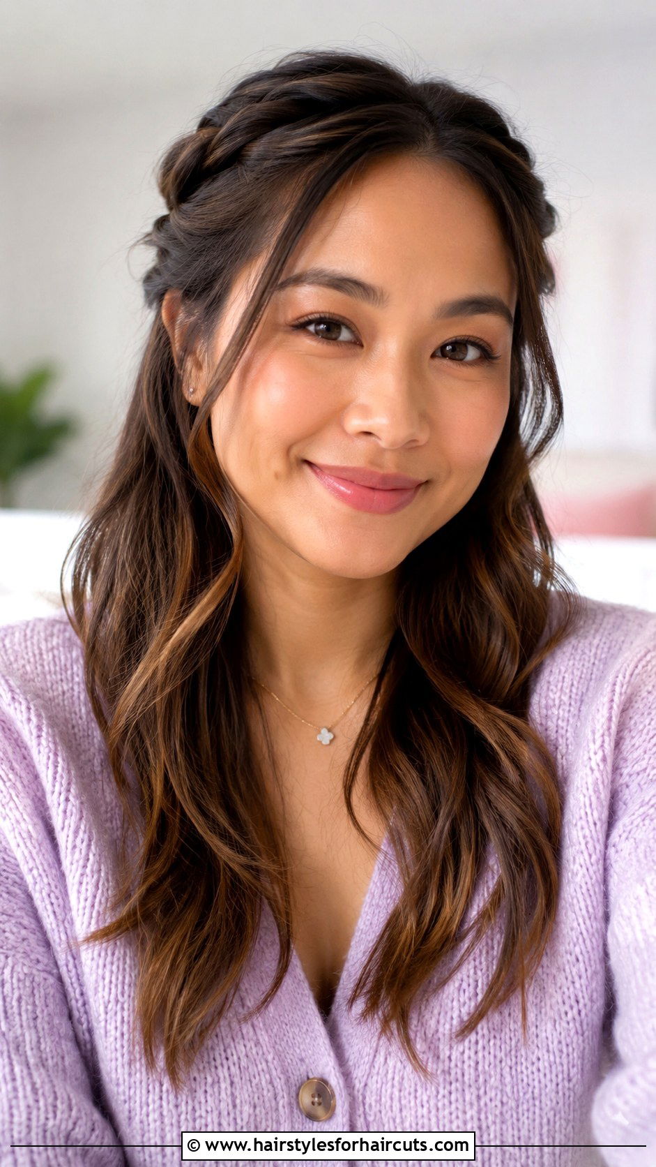 Half Up Half Down Twist - 25 work hairstyles for medium hair - 25 work hairstyles for medium hair