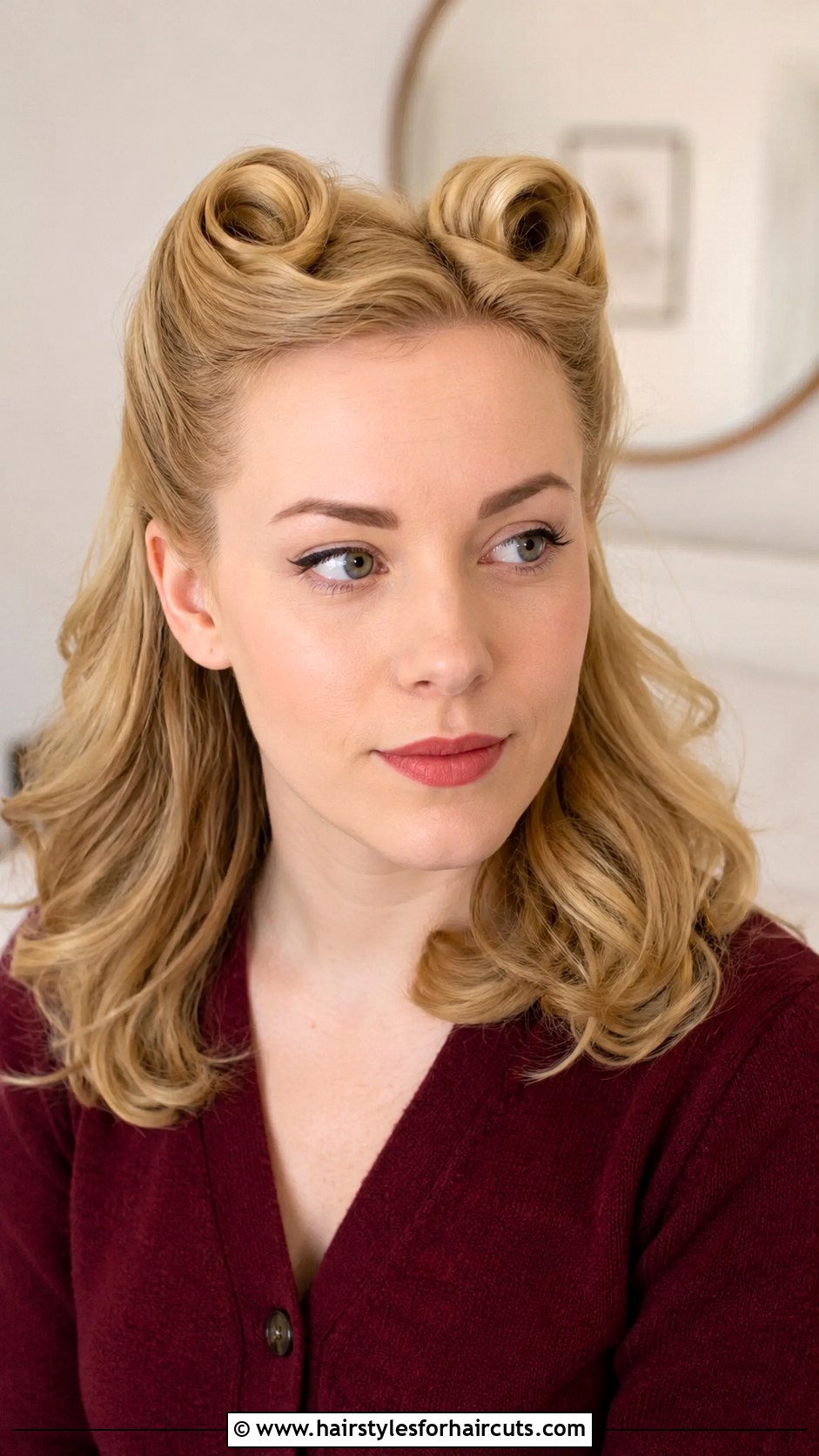 Half Up Half Down Victory Rolls - 25 ww2 hairstyles - 25 ww2 hairstyles