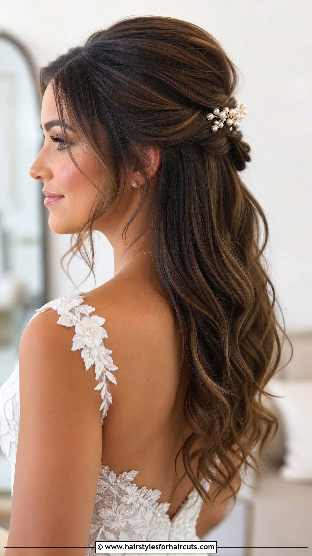 Half Up Half Down Wedding Hairstyle - 25 wedding hairstyles medium hair - 25 wedding hairstyles medium hair