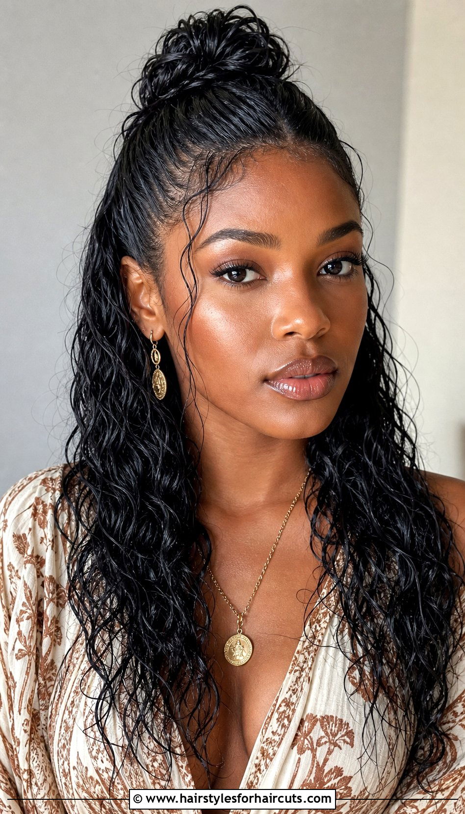 Half Up Half Down Wet And Wavy Hair - 25 wet and wavy hairstyles for black hair - 25 wet and wavy hairstyles for black hair