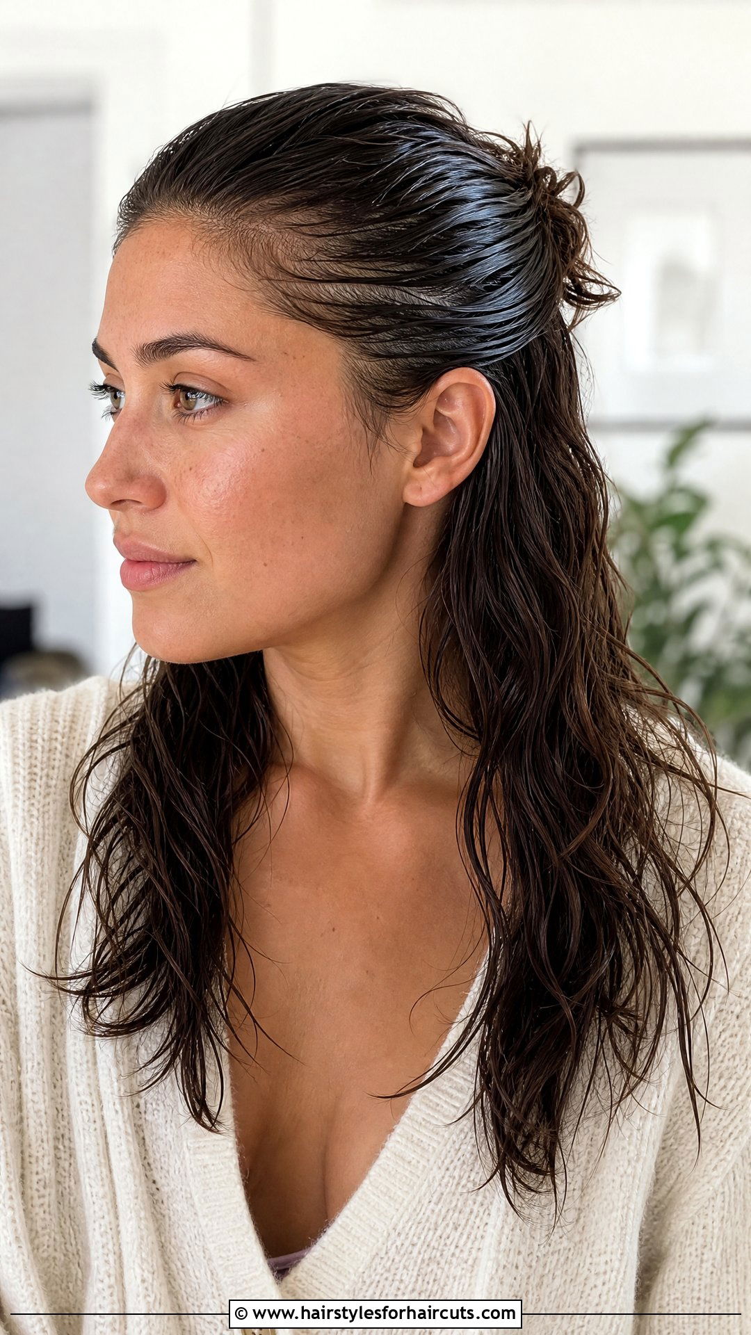 Half Up Half Down Wet Hair - 25 wet hair hairstyles - 25 wet hair hairstyles