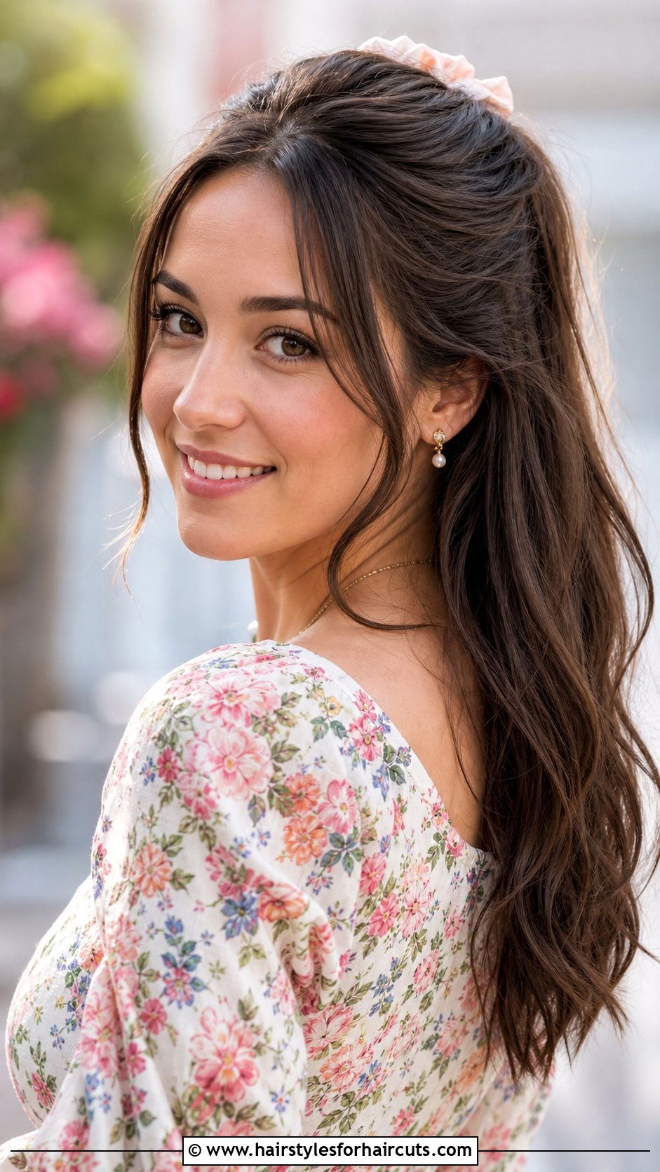 Half Up Half Down With Scrunchie - 25 long hair scrunchie hairstyles - 25 long hair scrunchie hairstyles
