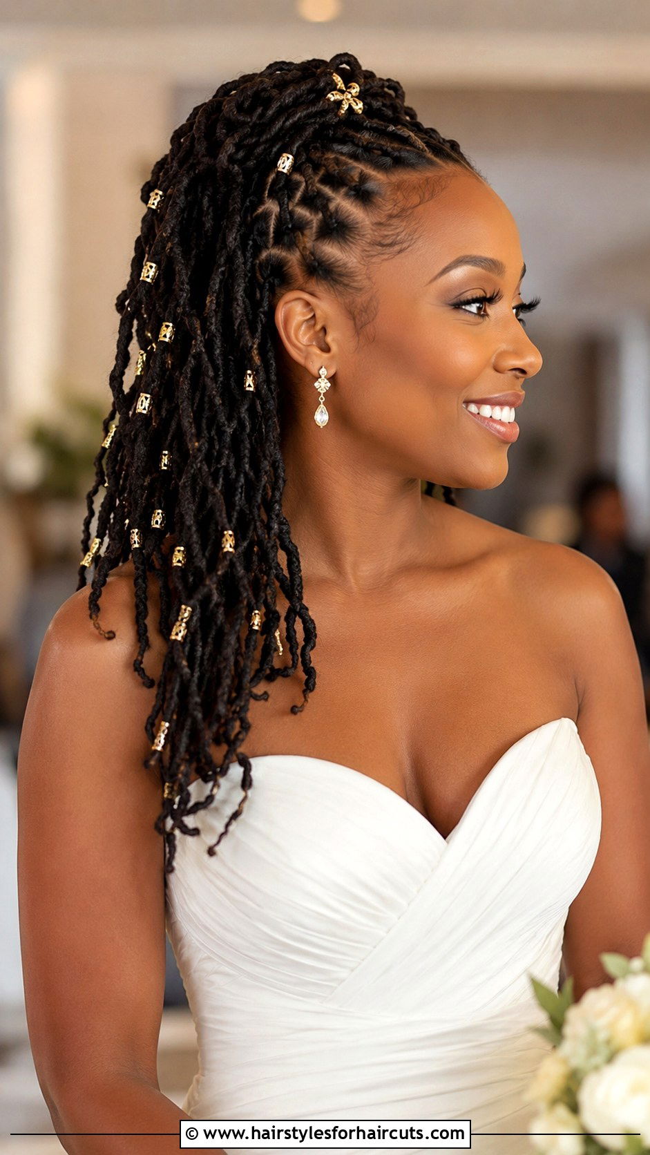 Half Up Locs With Cuffs - 25 black hair bridal hairstyles - 25 black hair bridal hairstyles