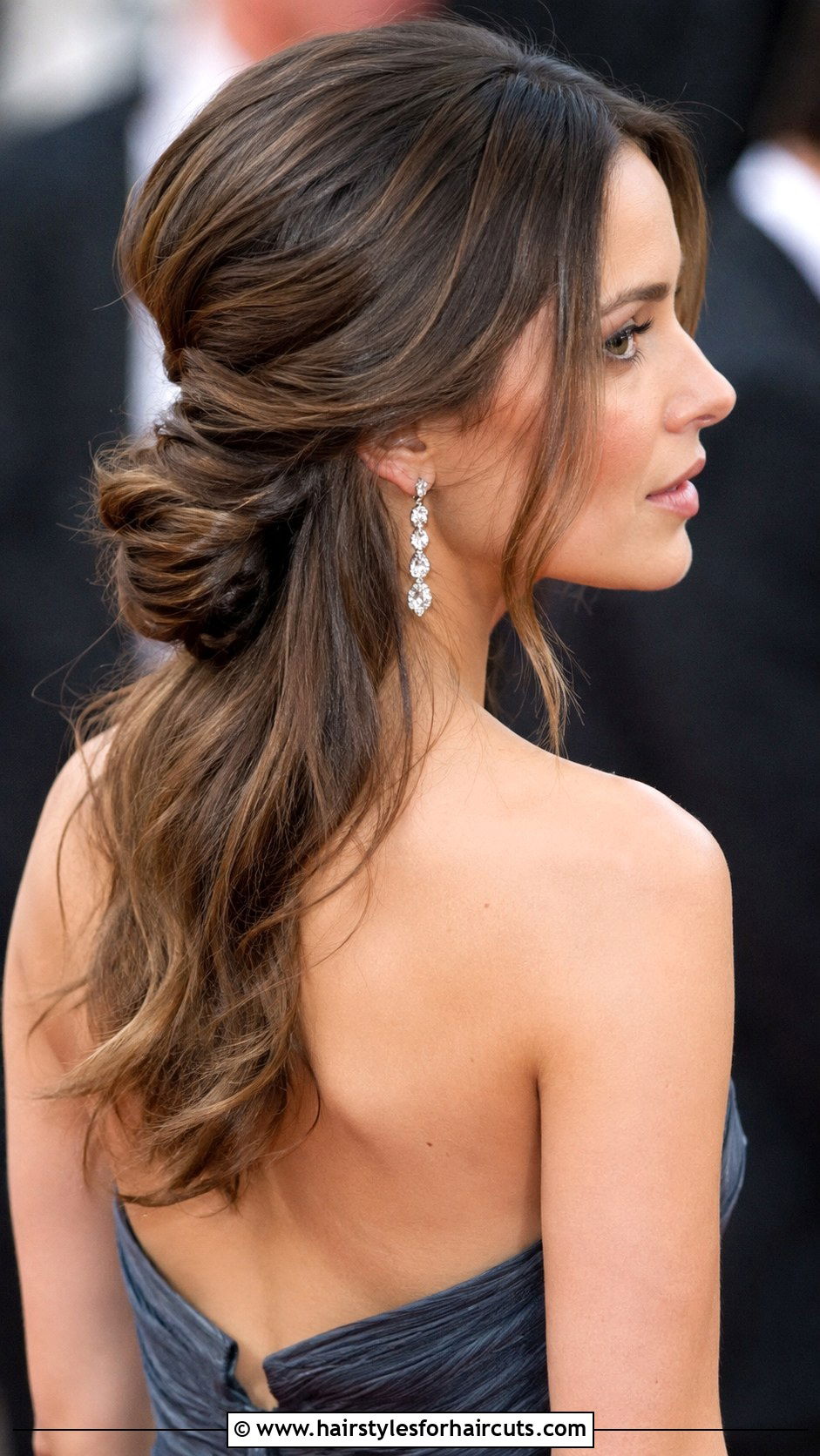 Half Up Low Chignon - 25 hair up and down hairstyles - 25 hair up and down hairstyles