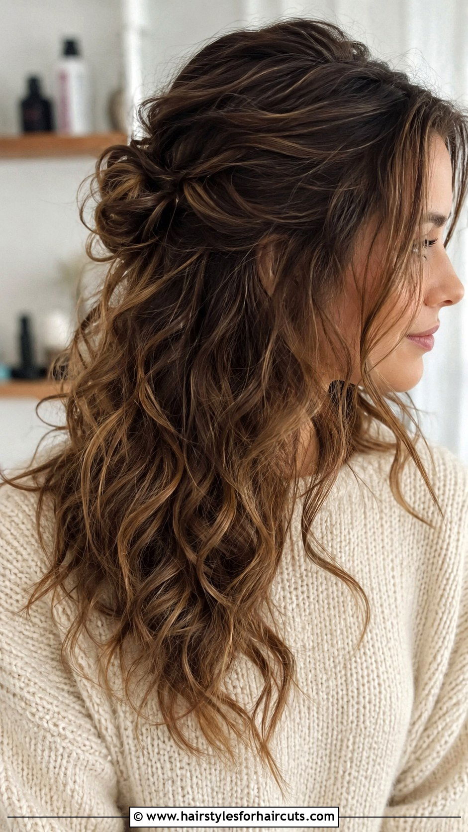 Half Up Messy Curls - 25 hair half up hairstyles - 25 hair half up hairstyles