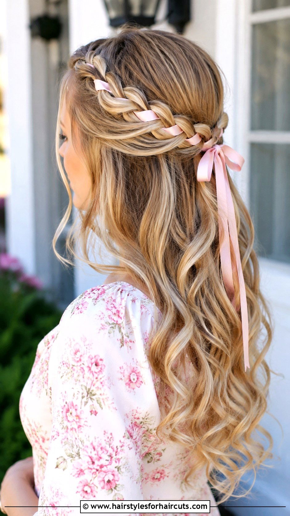 Half Up Ribbon Braid - 25 cute half up half down hairstyles - 25 cute half up half down hairstyles