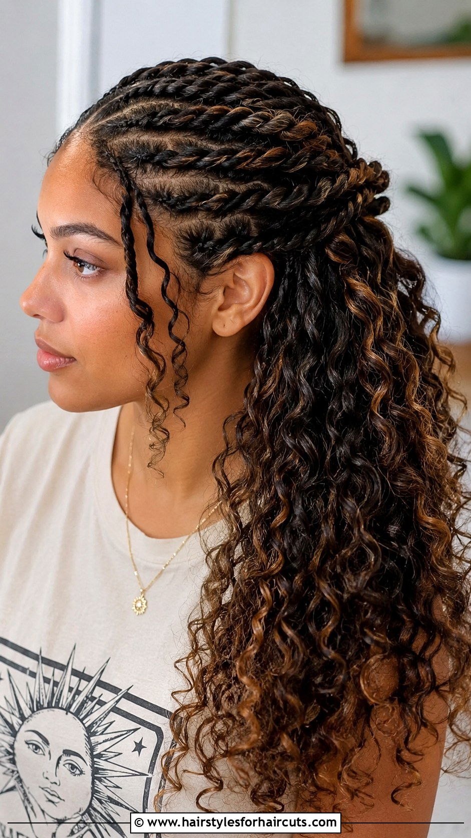 Half Up Rope Braid - 25 half braid hairstyles for curly hair - 25 half braid hairstyles for curly hair