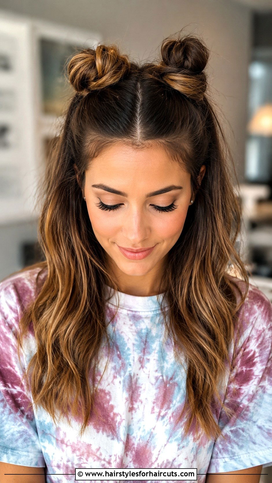 Half Up Space Buns - 25 cute hairstyles for wet hair - 25 cute hairstyles for wet hair